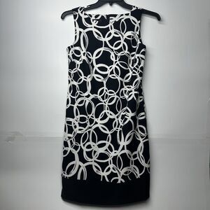 AGB Women’s Dress Size 6 Black White Sleeveless Sheath Geometric Circle Print